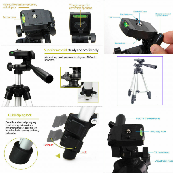 Professional Camera Tripod Stand Holder Mount for Cell Phone, Portable Tripod, Mobile Phone Live Stream Holder, Camera Tripod - Image 9