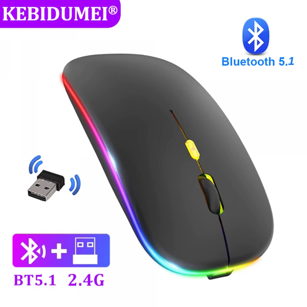 2.4Ghz Wireless Mouse Bluetooth Mouse Mice Rechargeable Mouse Silent Mouse LED Backlit USB Gaming Mouse 1600DPI for PC Laptop - Image 2