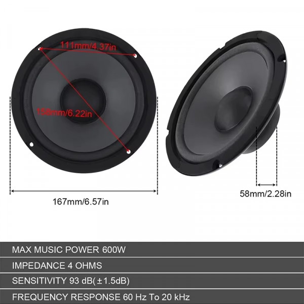 6 Inch Car Speakers 600W Car round Coaxial Speaker Car Audio Speaker Universal Automotive Audio Full Range Frequency Speaker - Image 3