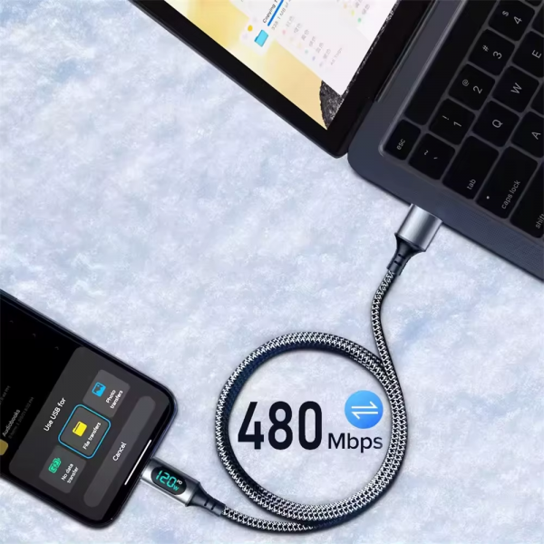 6A 120W USBA to Type C Super Fast Charge Cable Nylon Data Cord for Xiaomi POCO Samsung with Led Digital Display Cable - Image 4