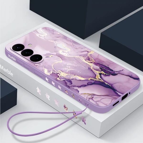 Colorful Marble Case for Samsung Galaxy S24 S23 S22 Ultra S21 S20 FE A16 A15 A25 A34 A35 A55 A52 A53 A54 5G S25 Lanyard Cover - Image 2
