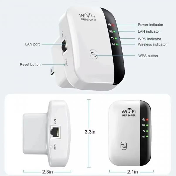 Wifi Repeater Wireless Signal Amplifier Extended Network Enhancer EU US Home Router 300M Thro - Image 6
