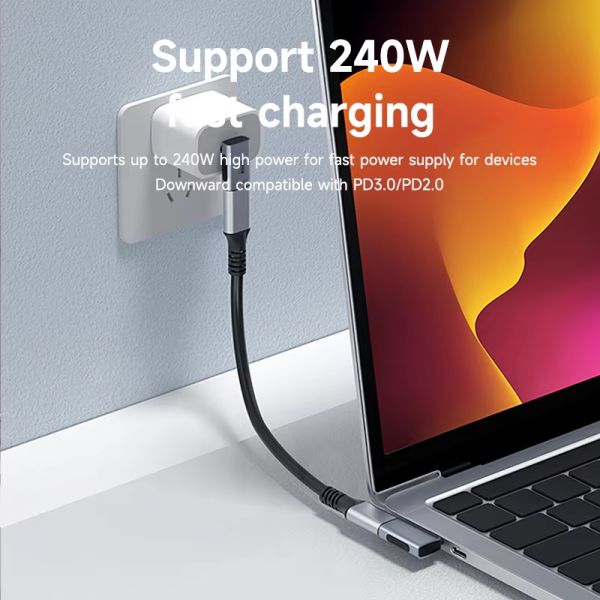 240W USB C to C Adapter 40Gbps 8K 60Hz 90 Degree Converter USB4 Adapter for Thunderbolt 4/3 Macbook Iphone 16 Pro Tablet - Image 4