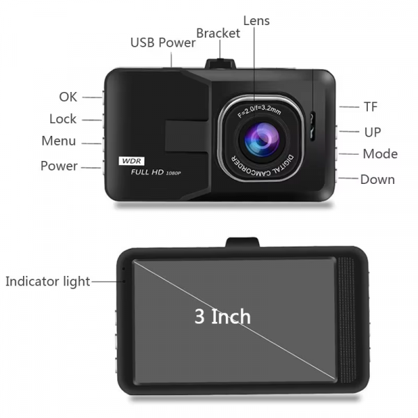 1080P Car Dash Camera 3 Inch Driving Video Car Auto DVR Loop Recorder for Front and Rear Night Vision G-Sensor Car Accessories - Image 6