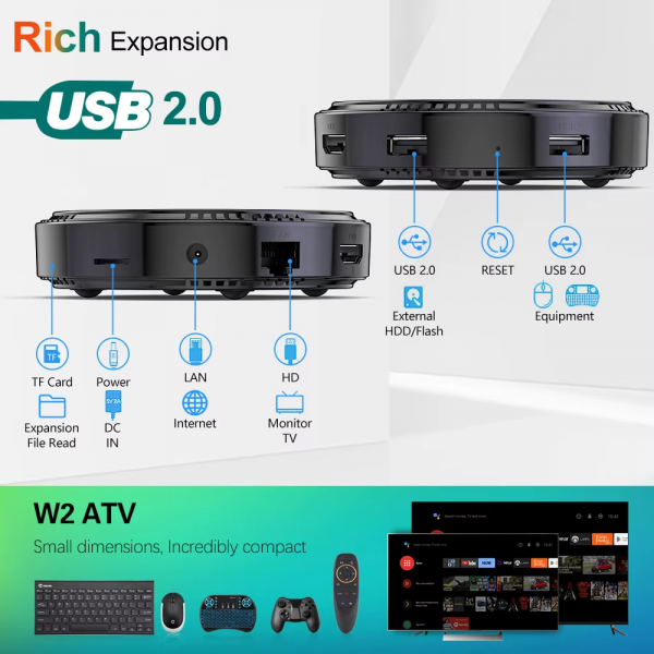 W2 ATV TV Box Android 11 Amlogic S905W2 Support 4K AV1 2.4&5G Wifi BT with Google Voice Remote 2G16G 4G32G 64G Smart TV Box - Image 6