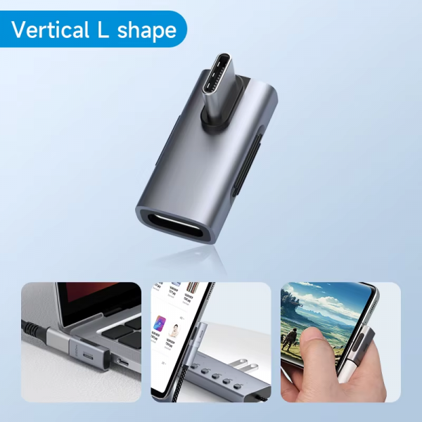 240W USB C to C Adapter 40Gbps 8K 60Hz 90 Degree Converter USB4 Adapter for Thunderbolt 4/3 Macbook Iphone 16 Pro Tablet - Image 14