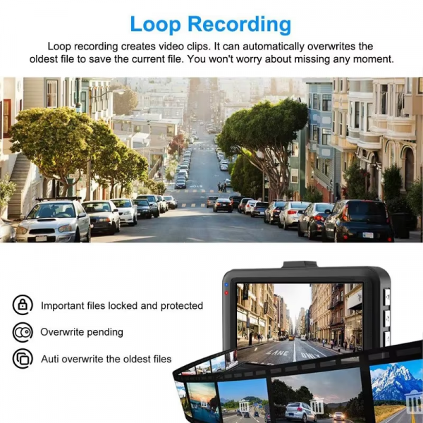 1080P Car Dash Camera 3 Inch Driving Video Car Auto DVR Loop Recorder for Front and Rear Night Vision G-Sensor Car Accessories - Image 3