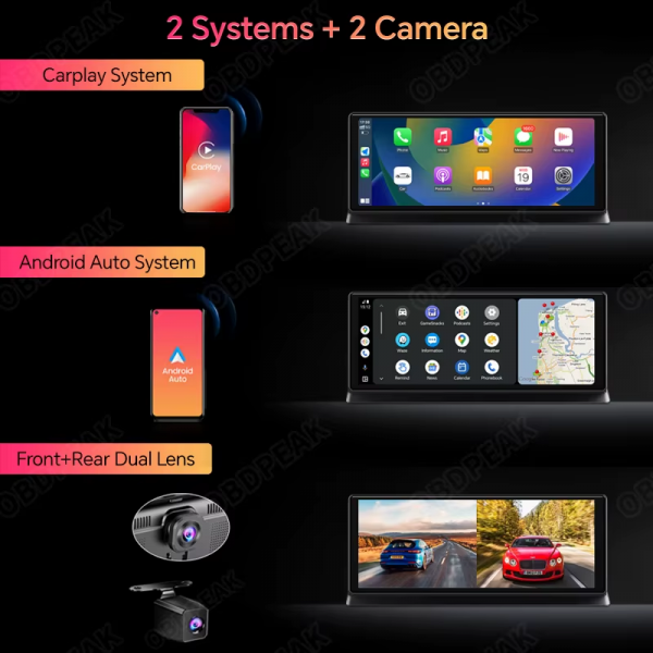K2 Pro 11.3" Car DVR 4K Camera Wireless Carplay Android Auto Ai Screen Dash Cam Dual Len Video Recorder GPS Navigation Dashboard - Image 3