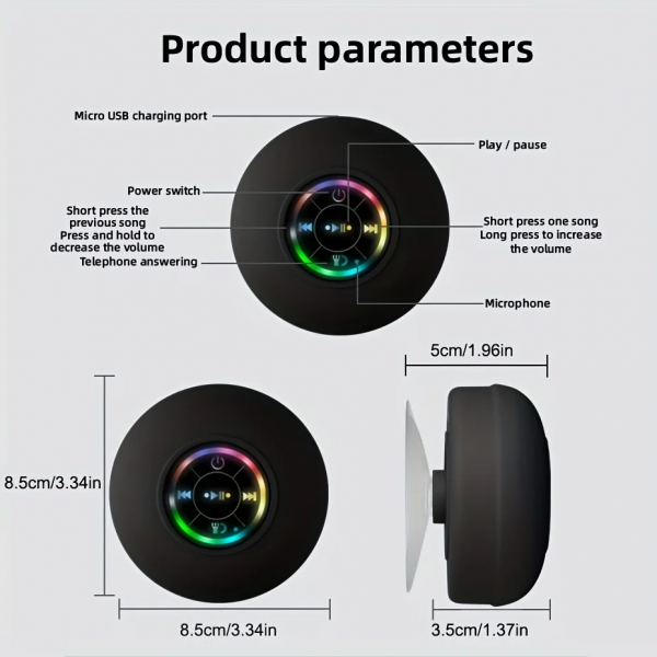 New Bathroom Waterproof Wireless Bluetooth Speaker Large Suction Cup Mini Portable Speaker Outdoor Sports Stereo Speaker - Image 3
