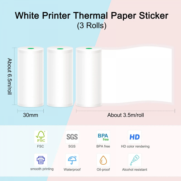 HD Mini Thermal Paper Labels Sticker Colors Photo Papers 56Mm Rolls for  Paperang Meow Phomemo Niimbot Portable Printer - Image 3
