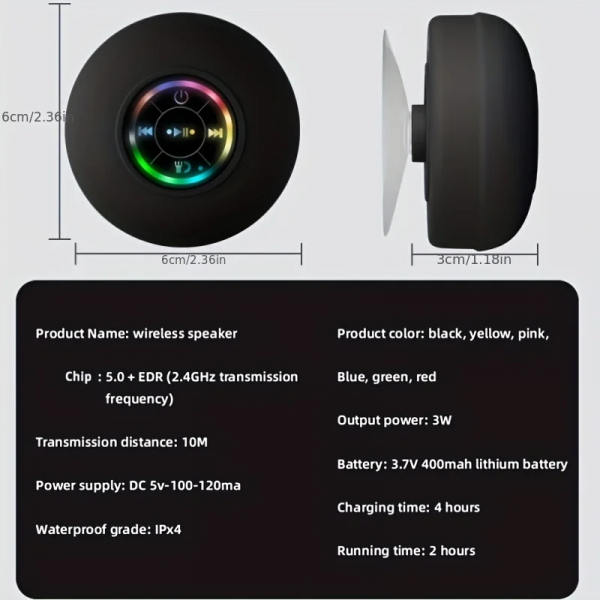 New Bathroom Waterproof Wireless Bluetooth Speaker Large Suction Cup Mini Portable Speaker Outdoor Sports Stereo Speaker - Image 7