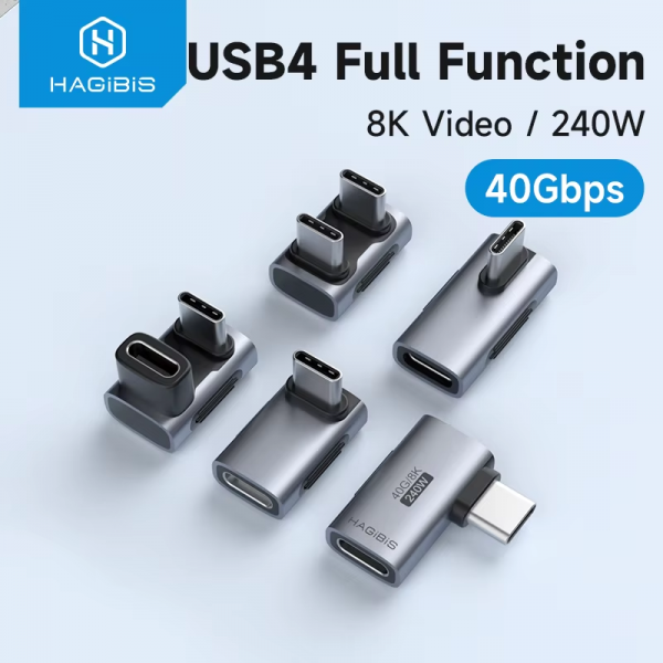 240W USB C to C Adapter 40Gbps 8K 60Hz 90 Degree Converter USB4 Adapter for Thunderbolt 4/3 Macbook Iphone 16 Pro Tablet - Image 2