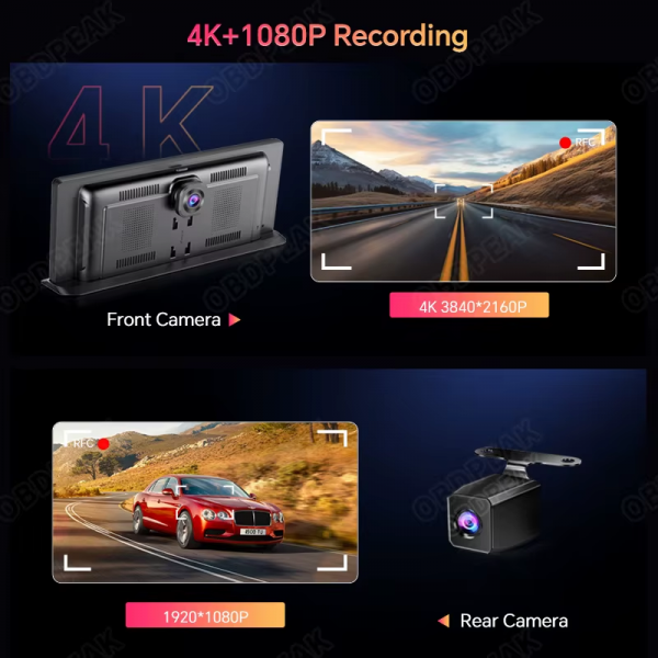 K2 Pro 11.3" Car DVR 4K Camera Wireless Carplay Android Auto Ai Screen Dash Cam Dual Len Video Recorder GPS Navigation Dashboard - Image 4