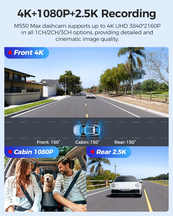 4K Dash Cam M550 Max Built-In GPS Wifi Camera Car DVR 3.18”Screen Night Vision 24H Parking Monitor Support Rear Cam - Image 3