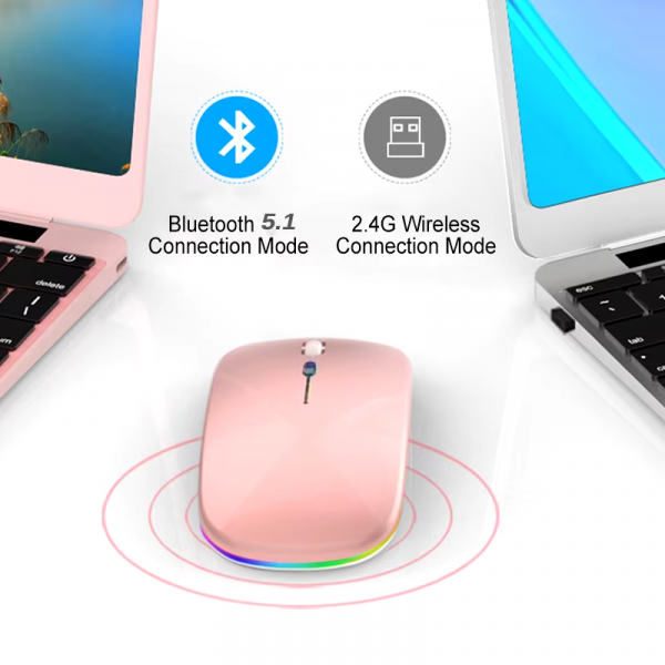 2.4Ghz Wireless Mouse Bluetooth Mouse Mice Rechargeable Mouse Silent Mouse LED Backlit USB Gaming Mouse 1600DPI for PC Laptop - Image 5