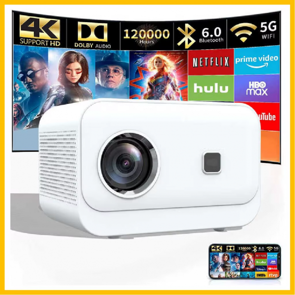 XJ Projector 4K 1024P Proyector 4K Portable Projector Mini Projector Projector 4K WIFI Android BT5 Projector Home Cinema - Image 2